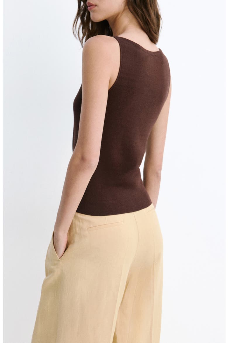 Fine-Knit Boat Neck Top, Alternate, color, BROWN