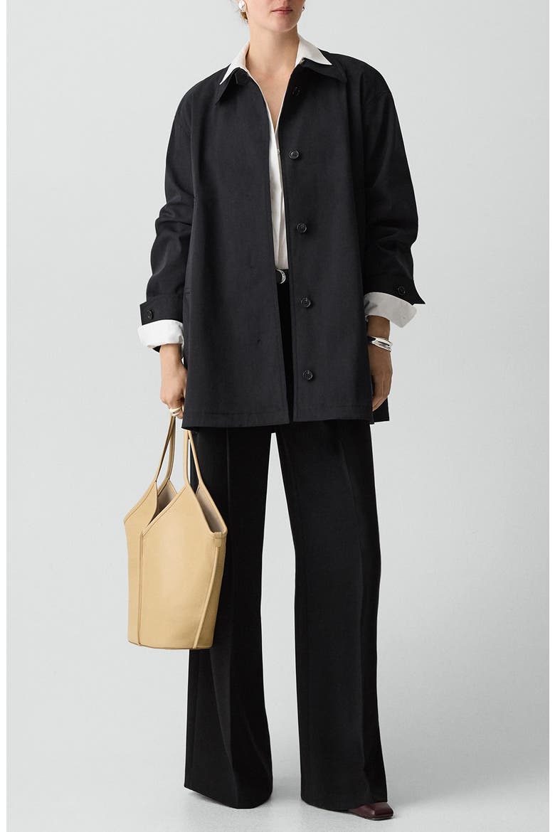 Sleek A-Line Trench Jacket, Alternate, color, BLACK - 001