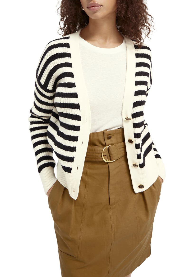Stripe Cotton Cardigan, Main, color, COMBO S