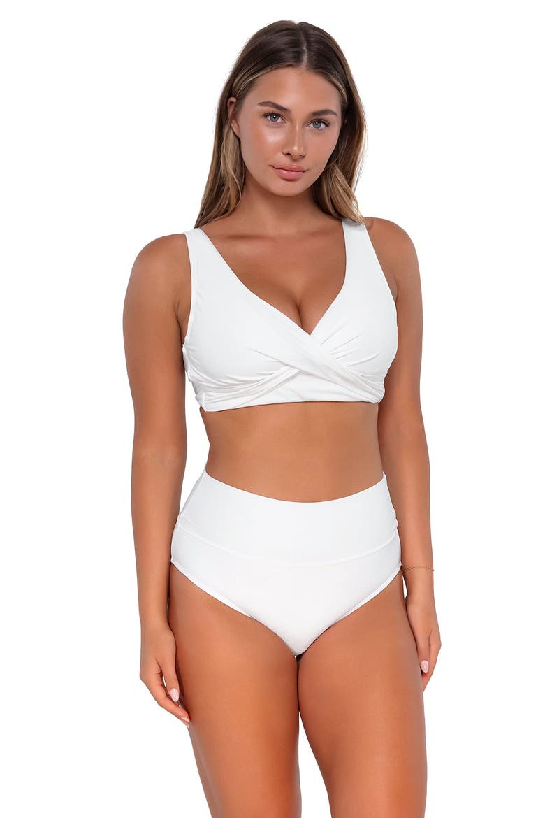 Hannah High Waist Bikini Swim Bottoms, Alternate, color, White Lily