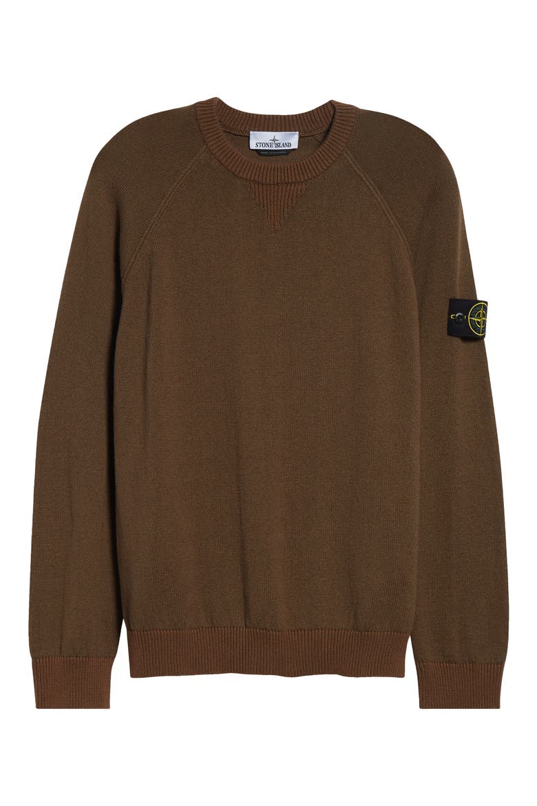 Compass Logo Patch Organic Cotton Crewneck Sweatshirt, Alternate, color, UMBER