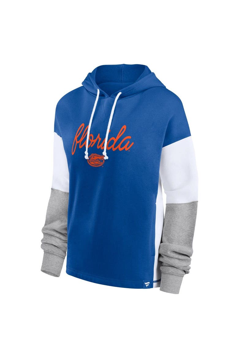 Women's Fanatics Branded Royal/White Florida Gators Play It Safe Colorblock Pullover Hoodie, Alternate, color, Royal