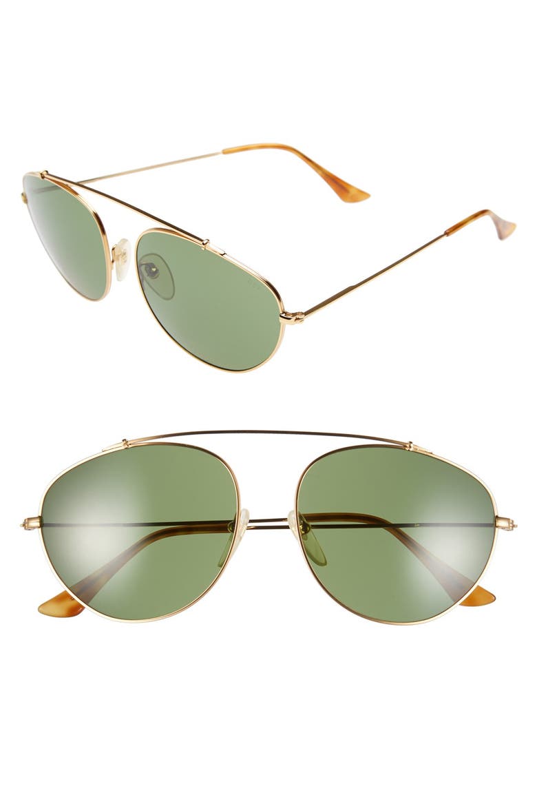 'Leon' 55mm Aviator Sunglasses, Main, color, YELLOW GOLD/ RESIN