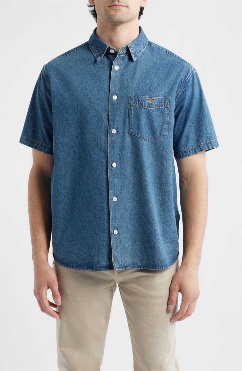 925 Originals Dad's Short Sleeve Denim Button-Up Shirt, Main, color, Denim Blue