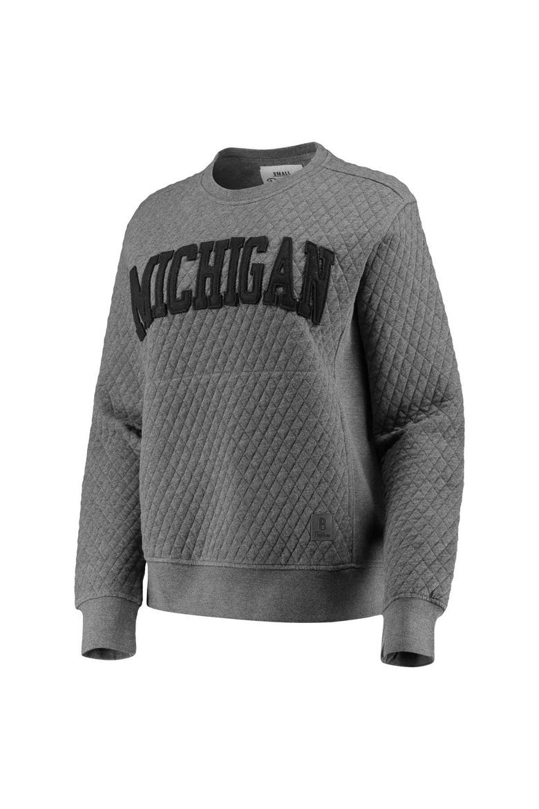 Women's Pressbox Heather Charcoal Michigan Wolverines Moose Quilted Pullover Sweatshirt, Alternate, color, Heather Gray