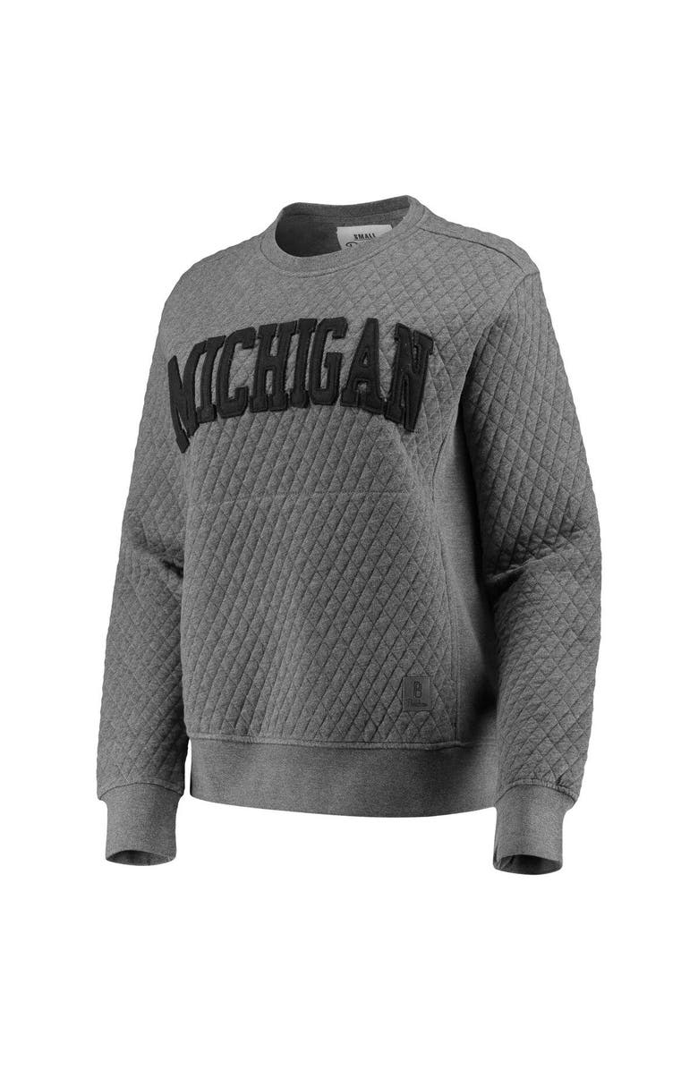 PRESSBOX Women's Pressbox Heather Charcoal Michigan Wolverines Moose Quilted Pullover Sweatshirt, Alternate, color, Heather Gray