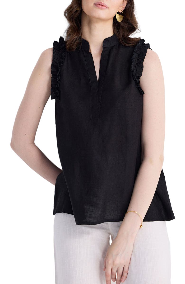 Reistor Sleeveless Hemp Top with Ruffles, Alternate, color, Black