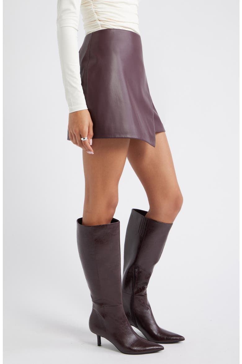 Faux Leather Wrap Miniskirt, Alternate, color, BURGUNDY FUDGE