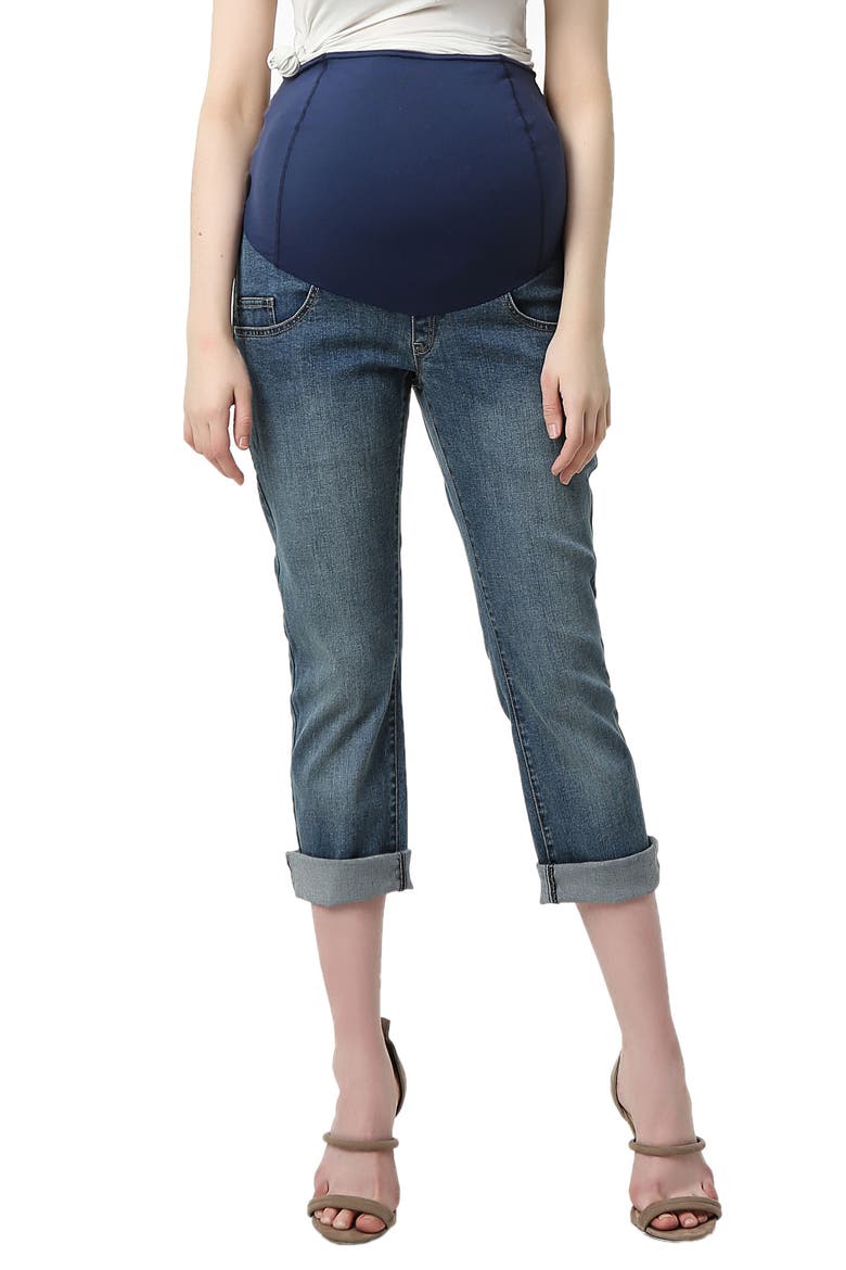 Jodie Crop Girlfriend Maternity Jeans, Main, color, MEDIUM INDIGO
