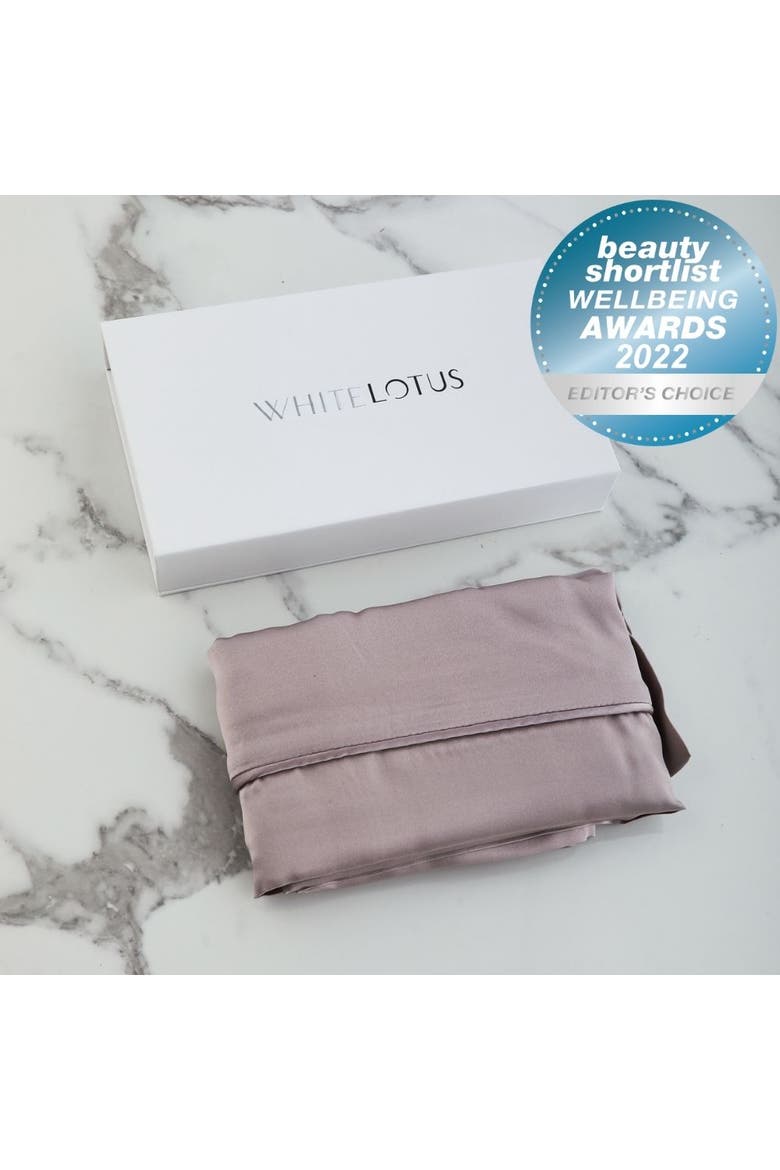 Luxurious 100% Mulberry Silk Pillowcase and Eye Mask Set, Alternate, color, Pearl Grey