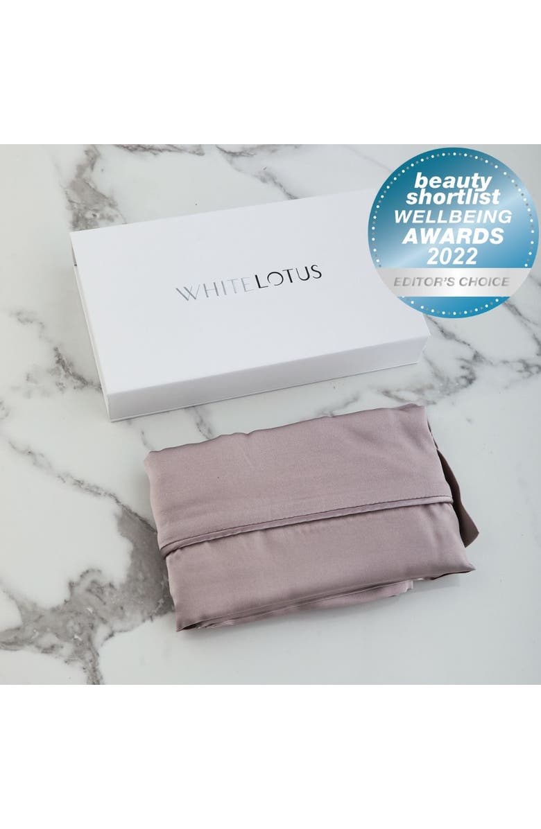 White Lotus Beauty Luxurious 100% Mulberry Silk Pillowcase and Eye Mask Set, Alternate, color, Pearl Grey