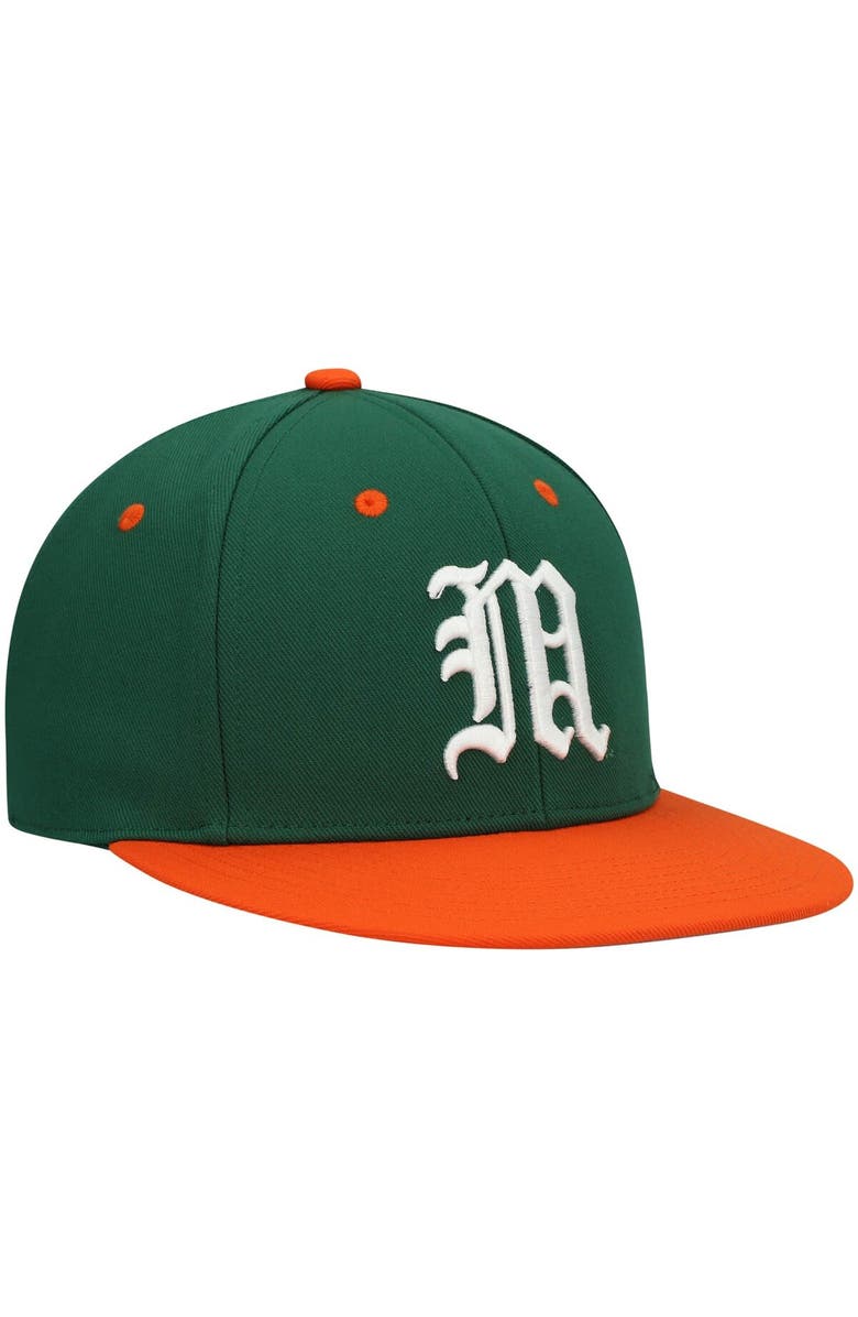 adidas Men's adidas Green Miami Hurricanes On-Field Baseball Fitted Hat, Alternate, color,