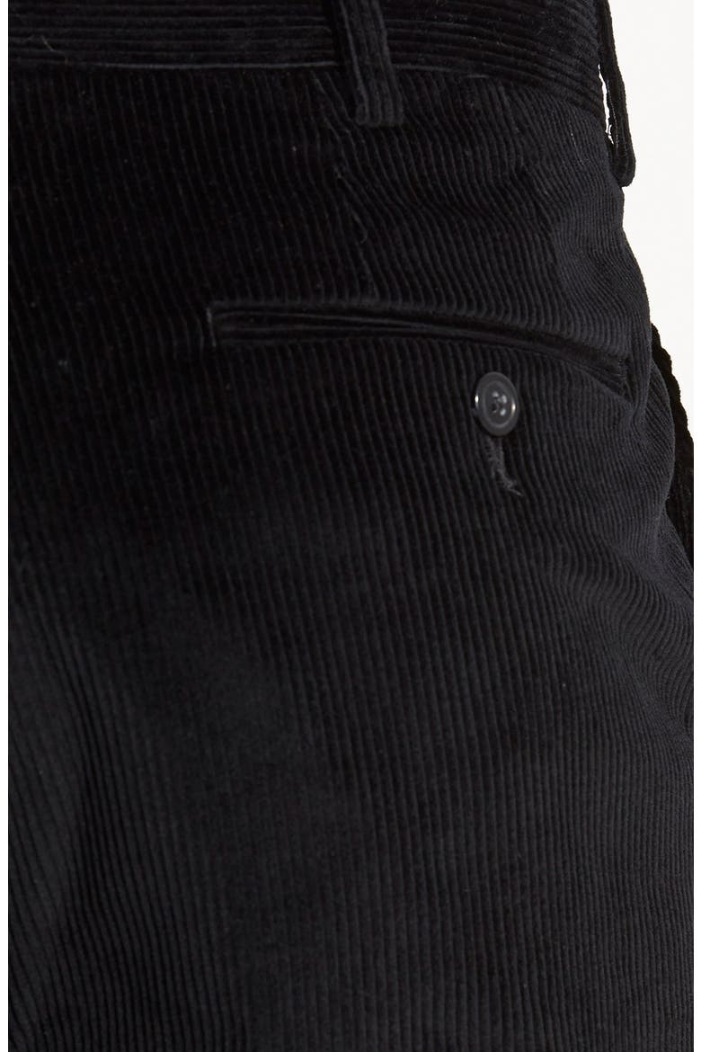 Flat Front Classic Fit Corduroy Trousers, Alternate, color, BLACK