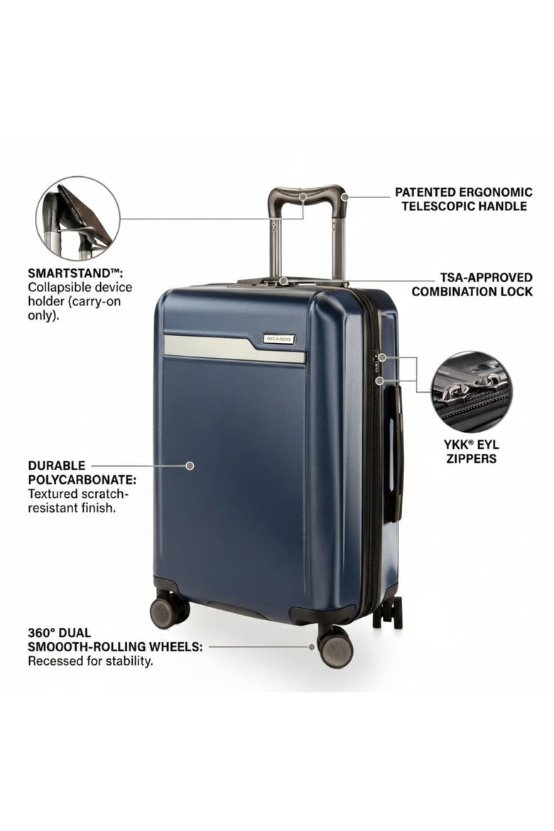 Brentwood Hardside 21" Expandable Carry-on Luggage, Alternate, color, Ocean Blue