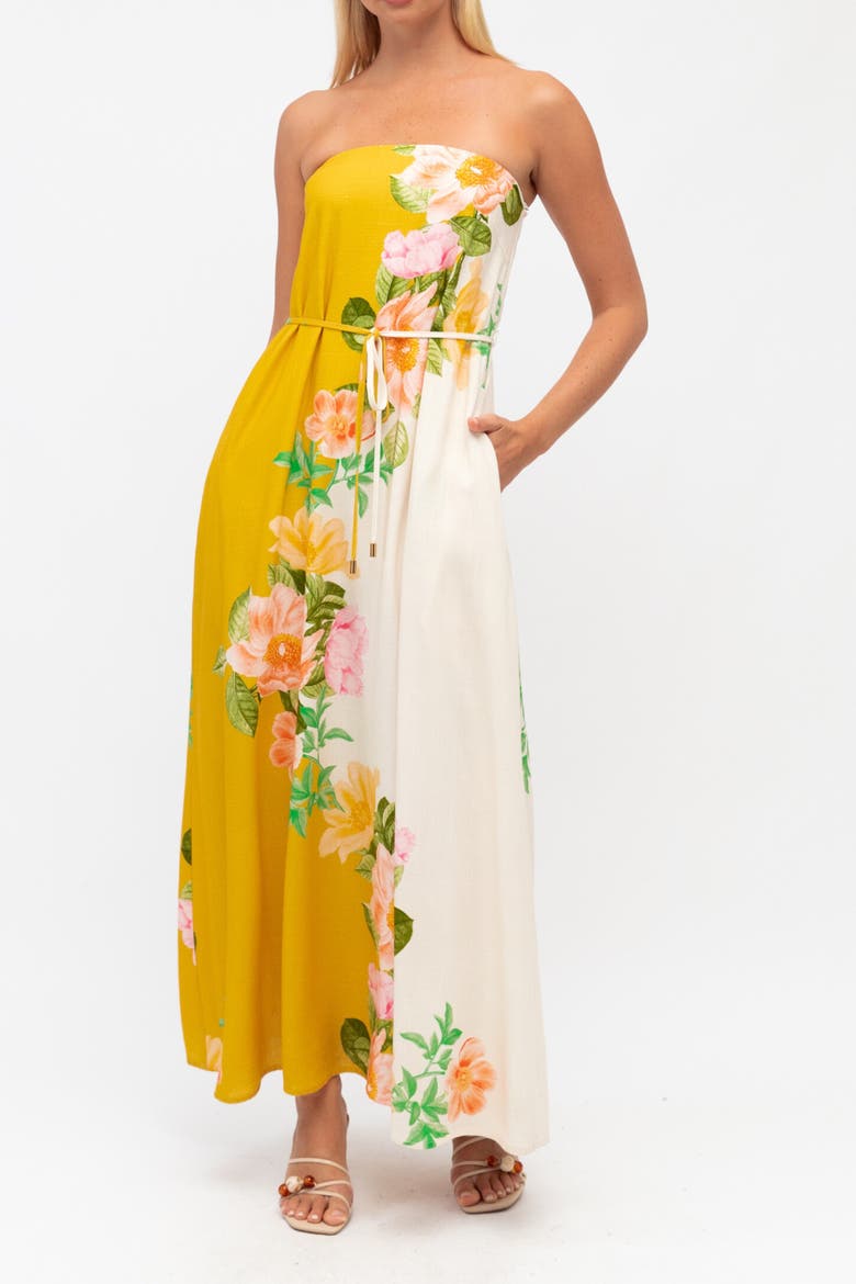 Botanical Bliss Maxi Dress, Main, color, Yellow