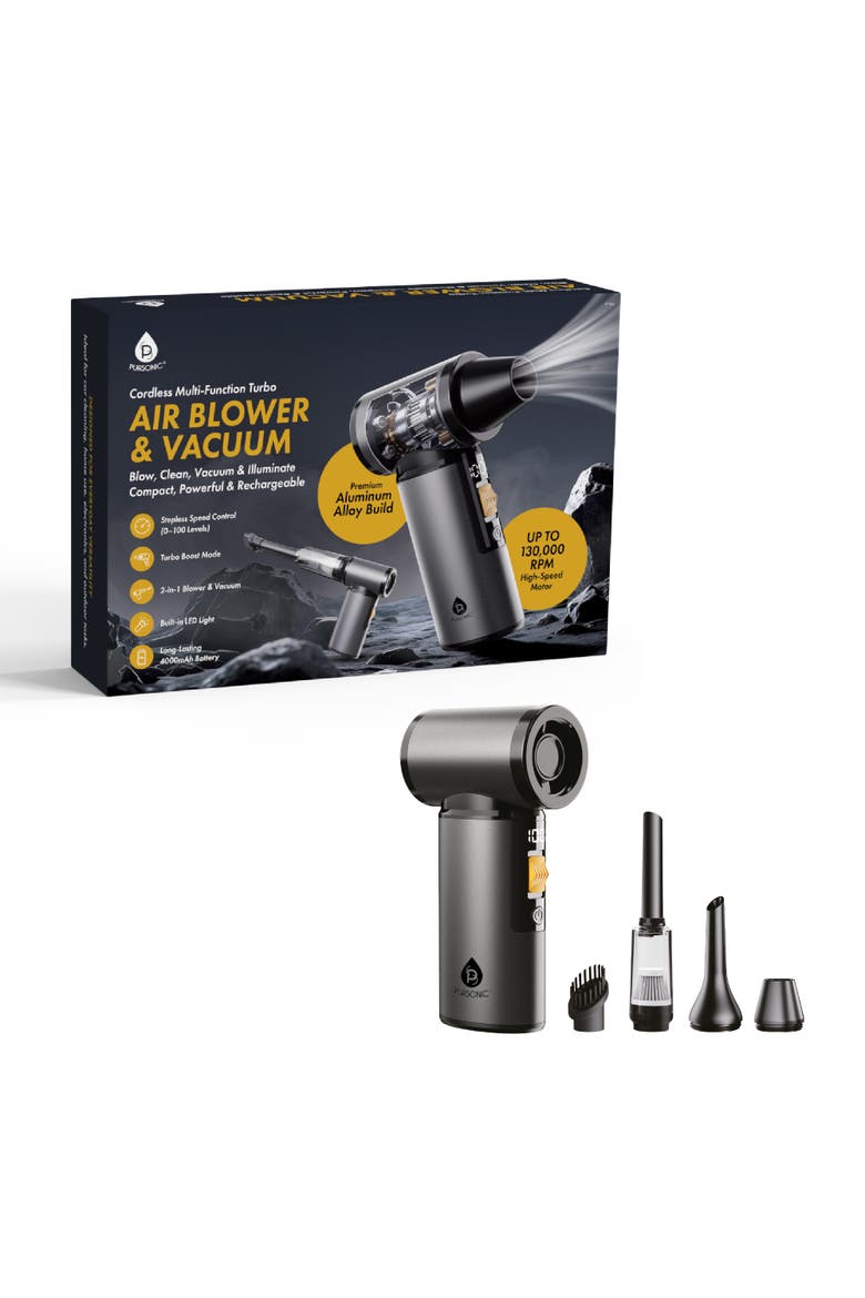 Ultimate Cleaning Bundle 3-in-1 Turbo Air Duster & Cordless Handheld Vacuum, Alternate, color, Black