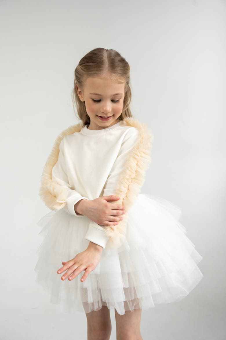 Poppy Ruffle Sweatshirt, Alternate, color, White Lily