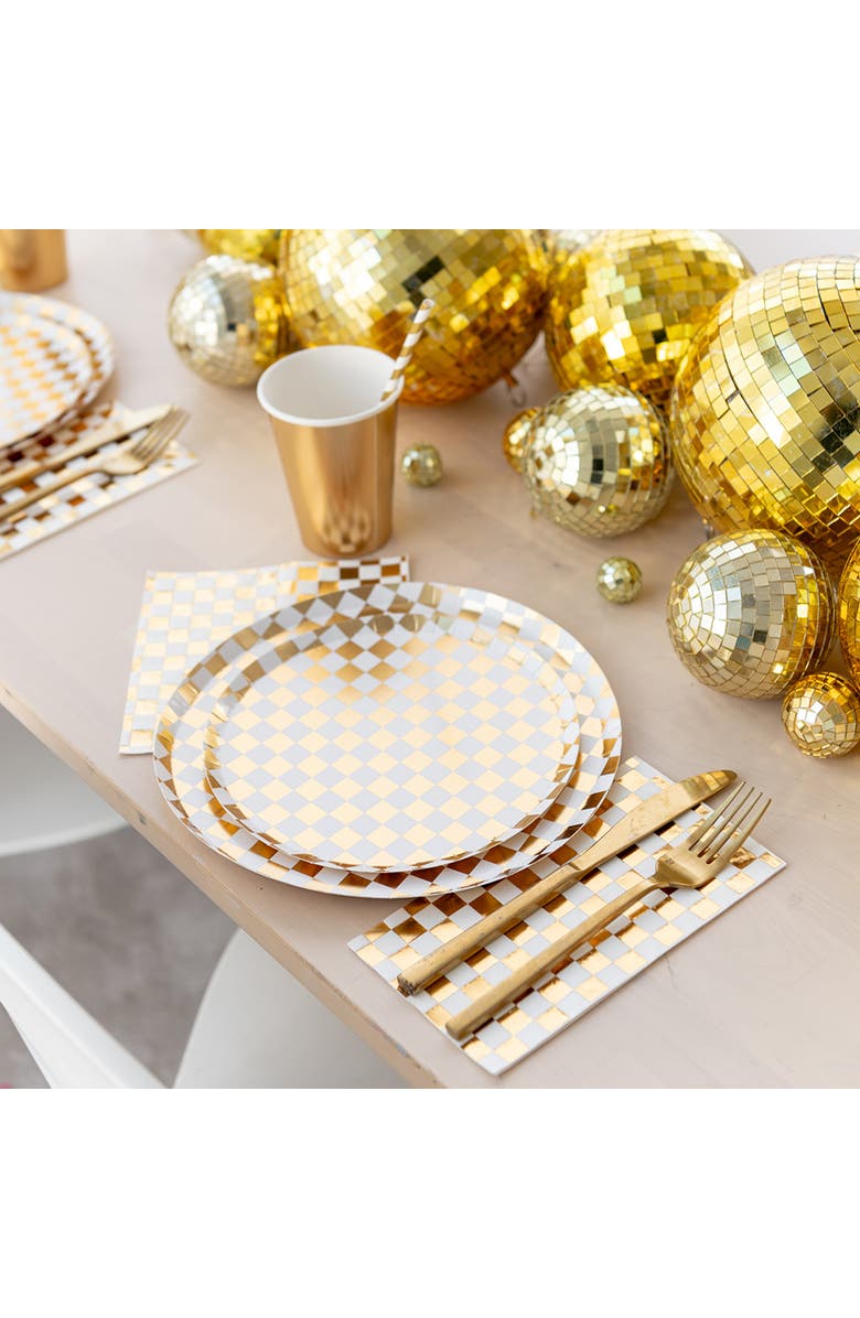 Jollity 
Co Checkered Dessert Plates, Alternate, color, Gold Clash