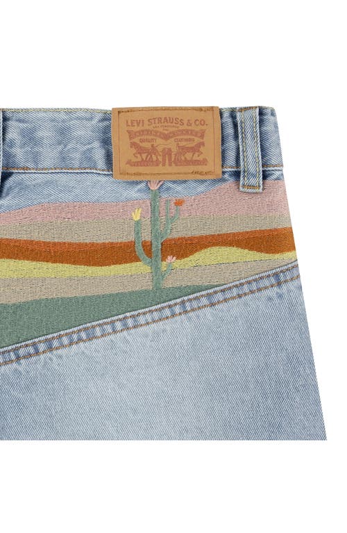 Shop Levi's Kids' Mini Mom Embroidered Denim Shorts In Desert Sky