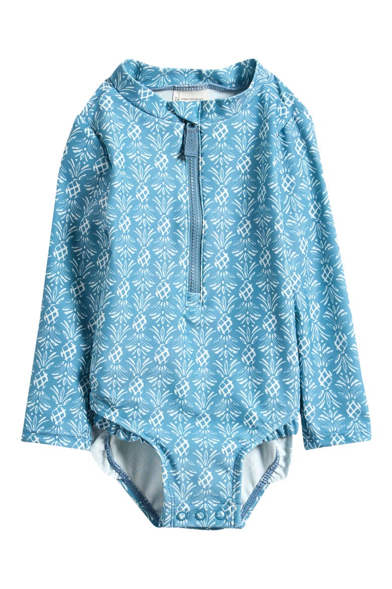 Long Sleeve One-Piece Swimsuit, Main, color, BLUE