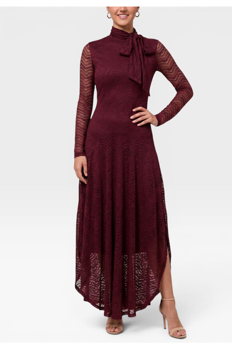 Beatrice Long Sleeve Lace Maxi, Main, color, Dark Red