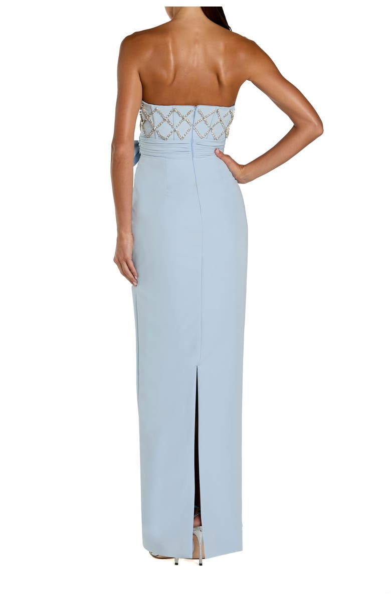 Mac Duggal Strapless Crepe Embellished Bustier Gown With Bow, Alternate, color, Powder Blue