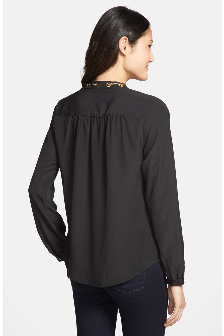 Chain Neck Blouse, Alternate, color, BLACK