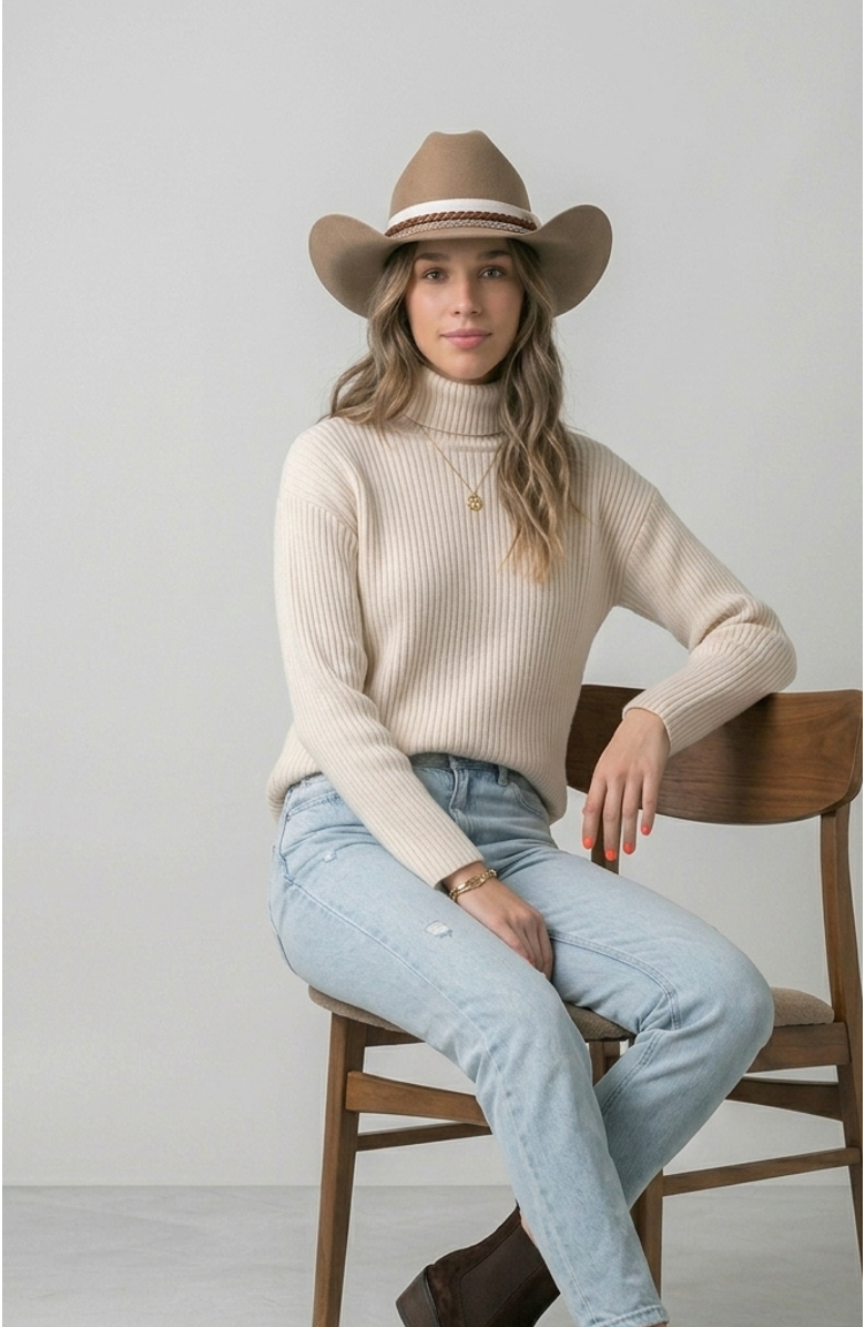 Manela Canyon Belle Wool Western Cowboy Hat, Alternate, color, Khaki