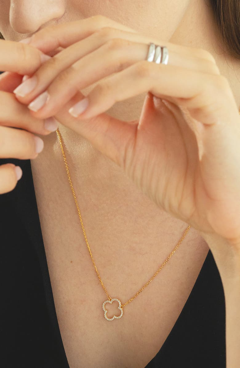 Bearfruit Jewelry Sterling Silver 18k Gold Plated Aria Clover Necklace Holiday Gift Idea, Alternate, color, Gold