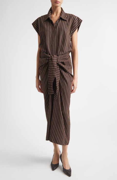 Emilia Stripe Tie Front Shirtdress