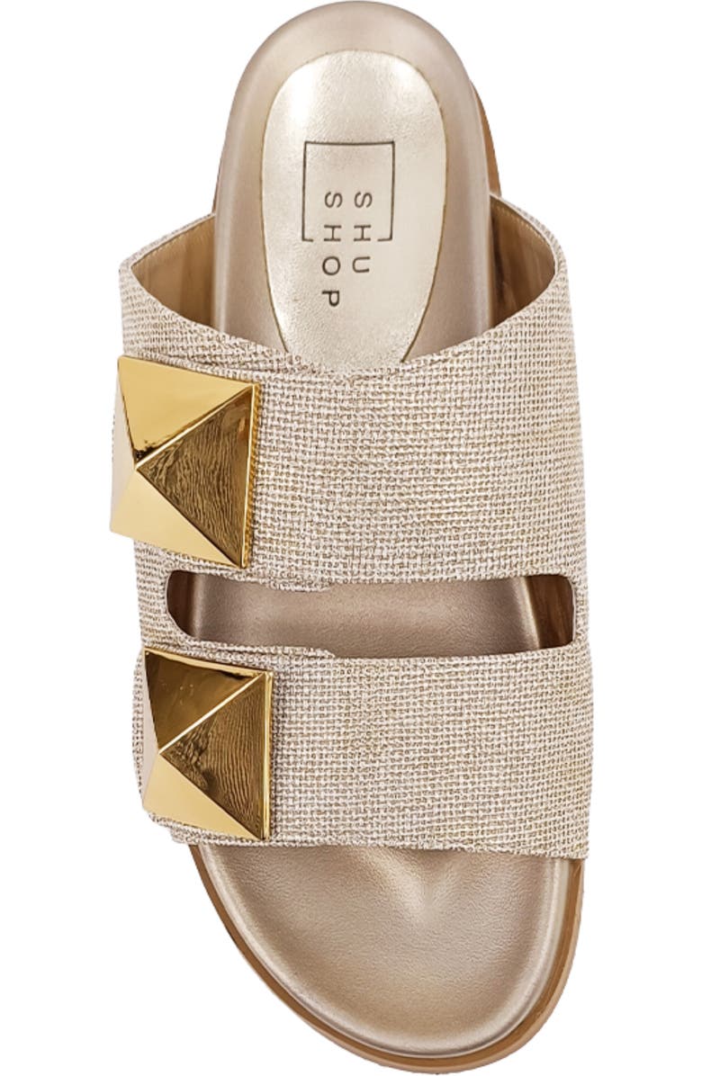 SHUSHOP Bernarda Studded Slide Sandal, Alternate, color, Gold Woven