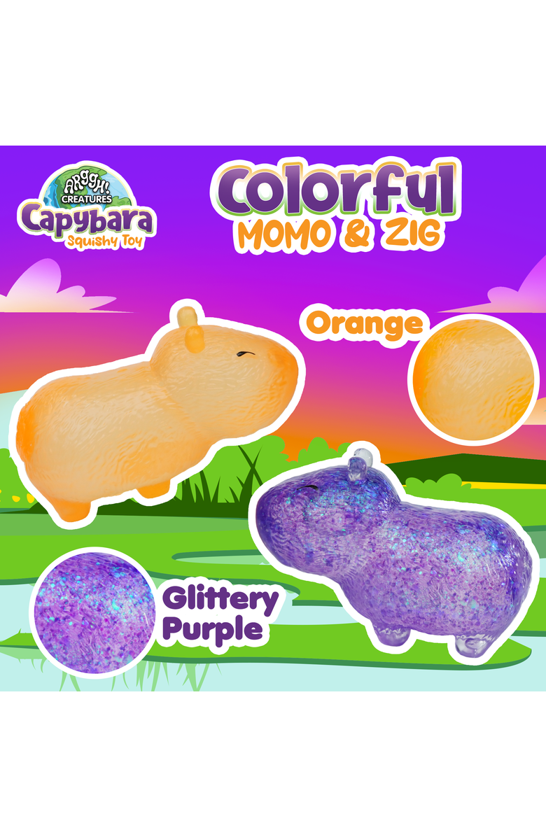 Power Your Fun Capybara Squishy Toy Version 1, Alternate, color, Purple And Orange