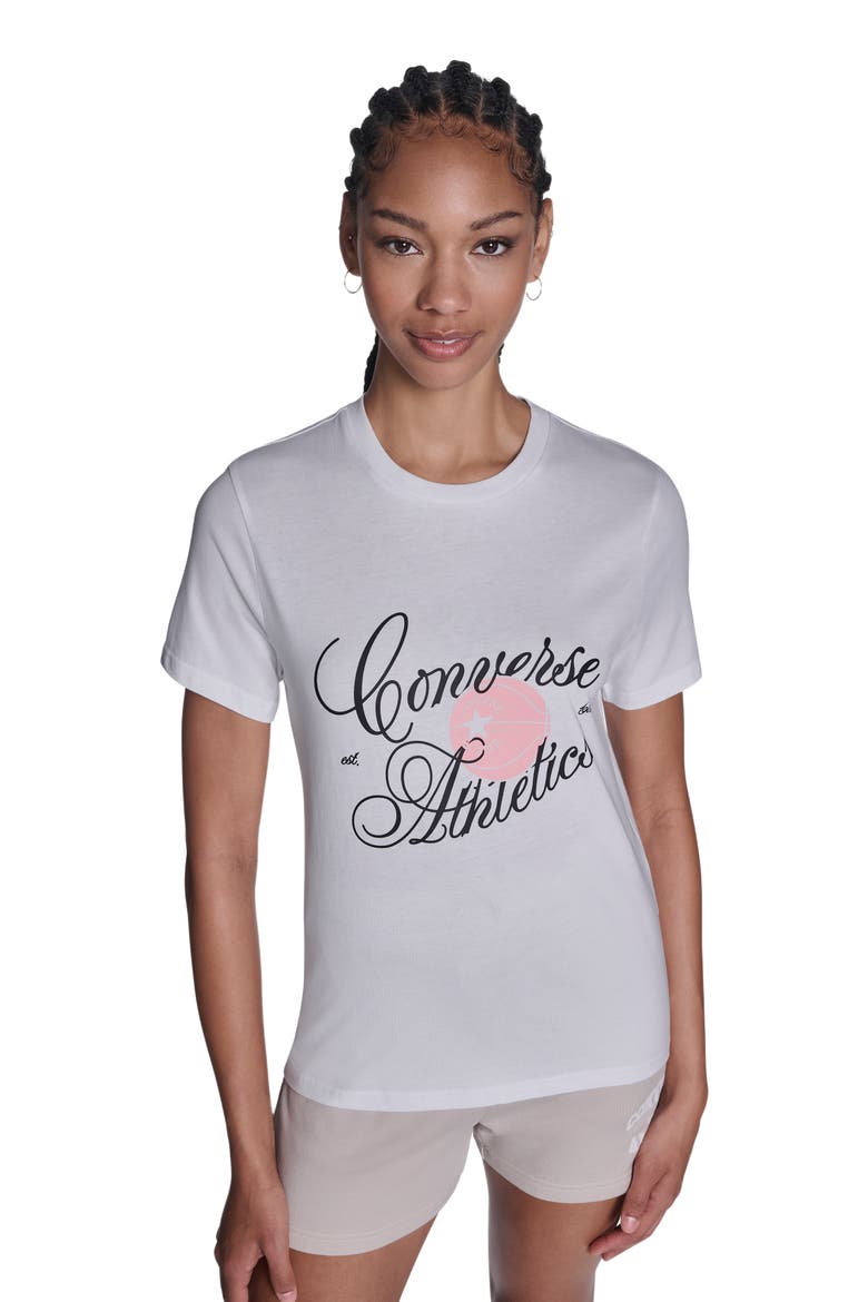 Athletics Script T-Shirt, Main, color, WHITE 10A