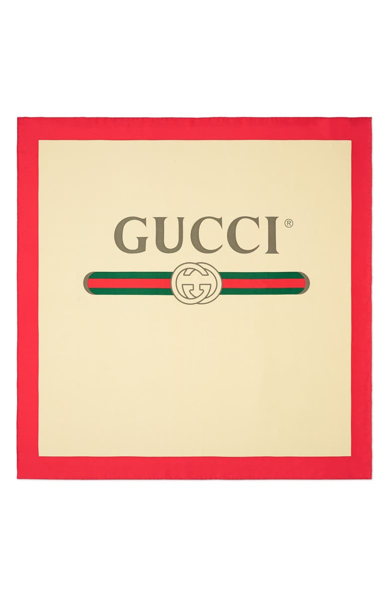 Gucci Future Logo Silk Twill Scarf, Main, color,