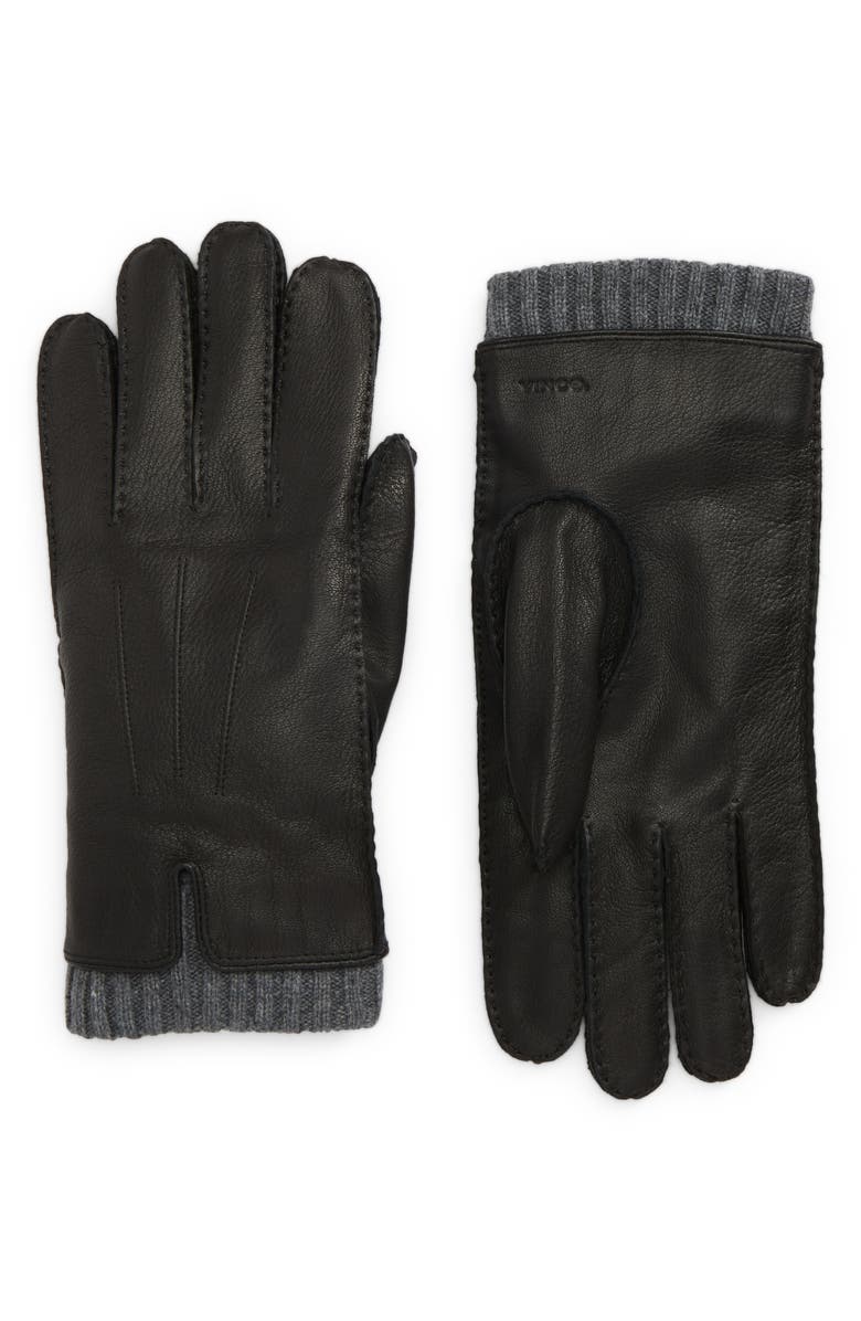 Vince Hand Sewn Cashmere Lined Leather Gloves, Main, color, 
