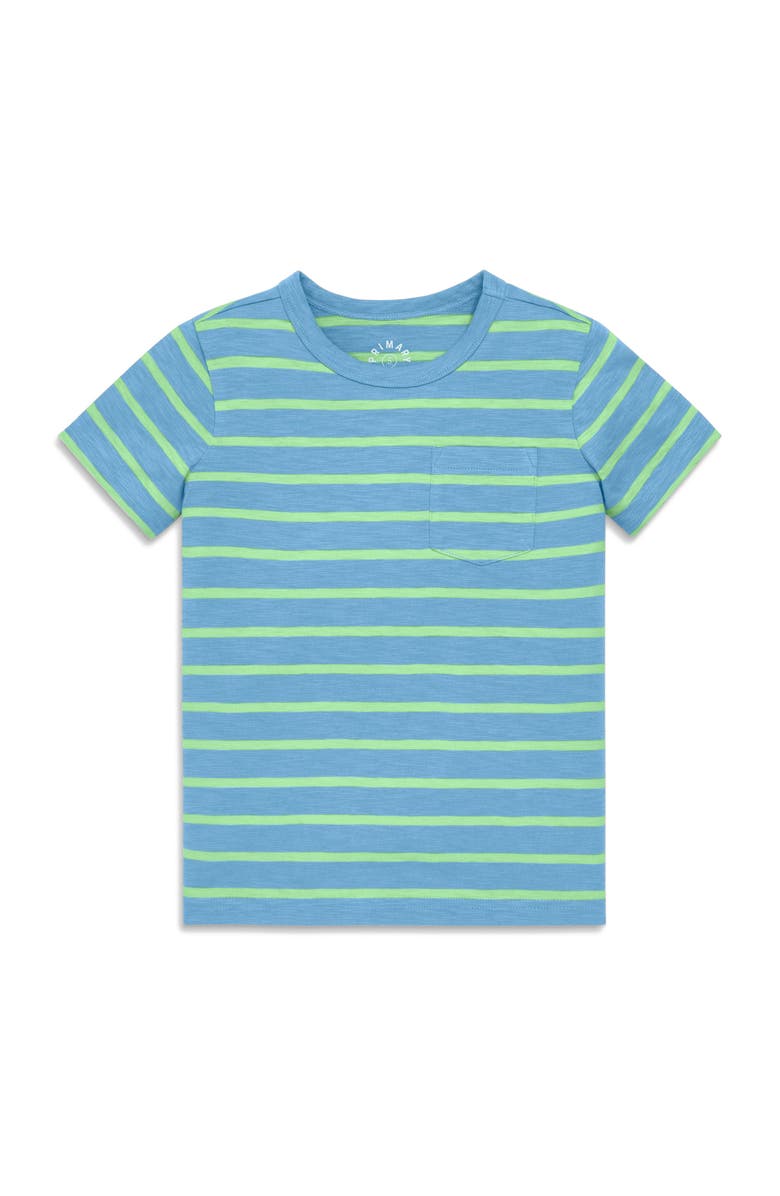 Primary Kids Pocket Tee, Main, color, Cornflower Pear Stripe