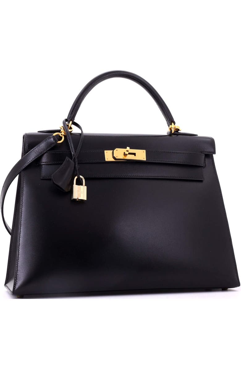 Pre-Owned Hermes Kelly Handbag Black Box Calf with Gold Hardware 32, Alternate, color, Noir