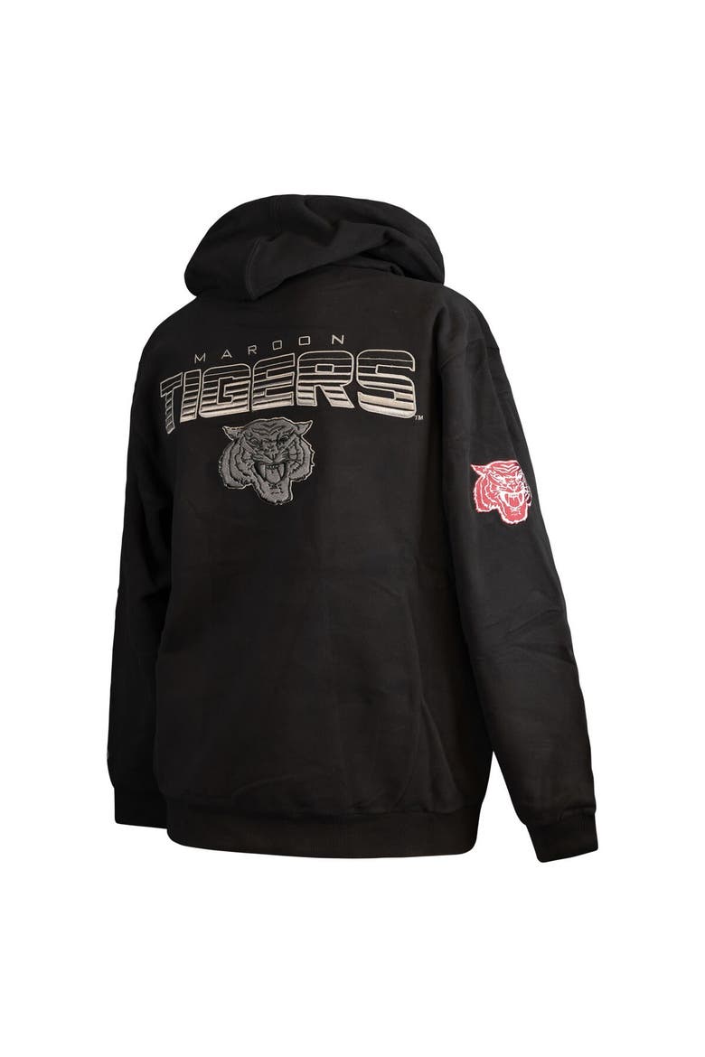 Men's FISLL  Black Morehouse Maroon Tigers Puff Print Sliced Pullover Hoodie, Alternate, color, Black
