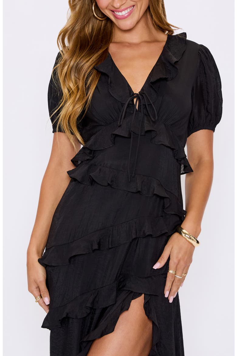 Noir Nights Ruffle Dress, Alternate, color, BLACK