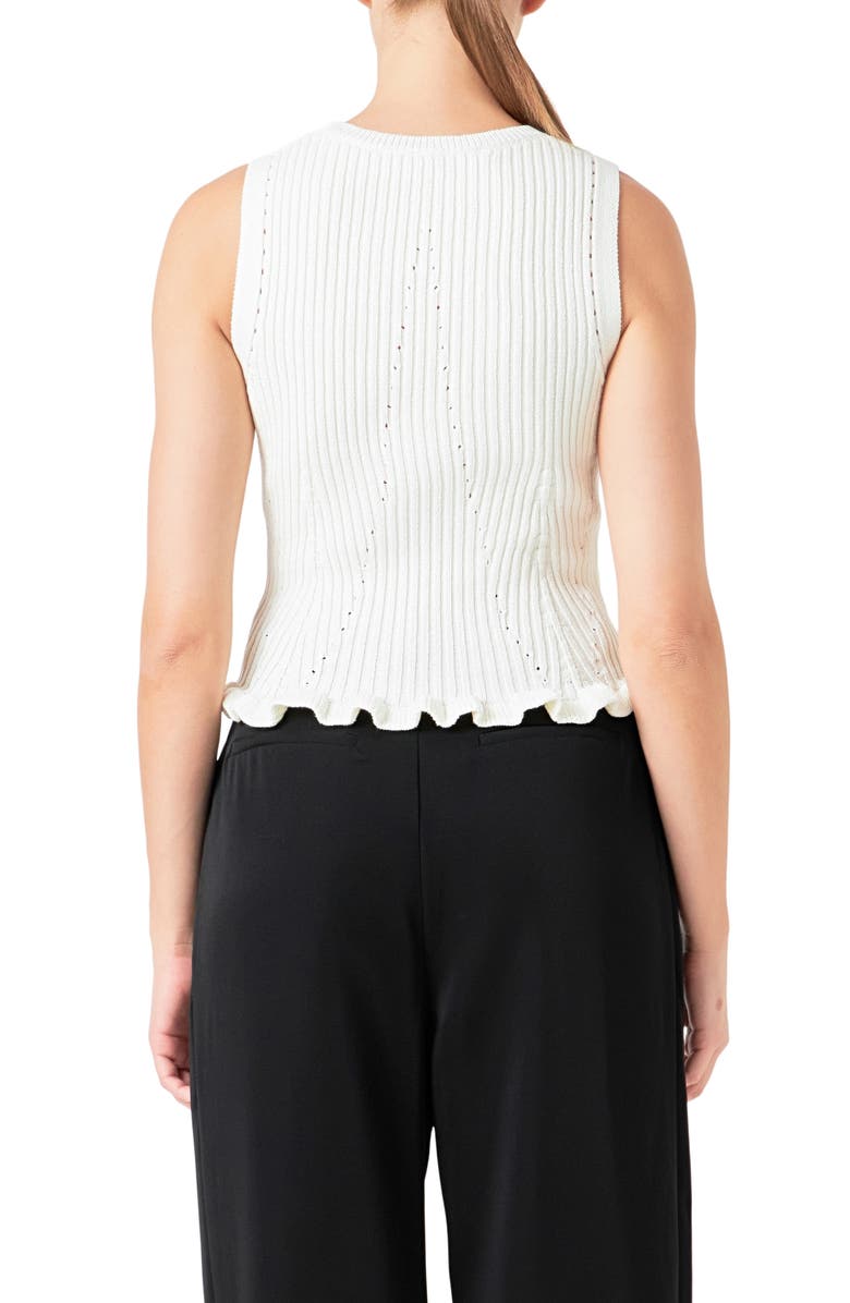 Endless Rose Frill Detail Rib Sleeveless Knit Top, Alternate, color, 
