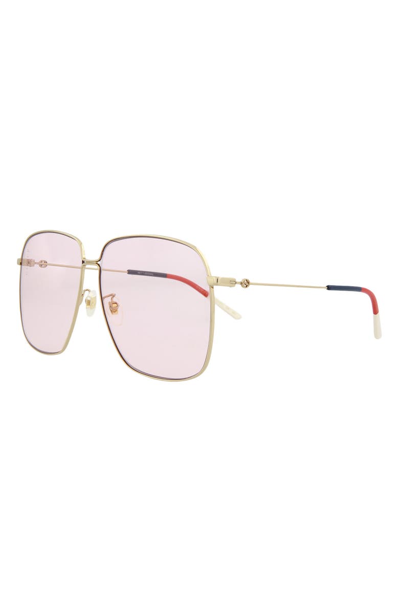 Gucci 61mm Oversize Sunglasses, Alternate, color, Gold Pink