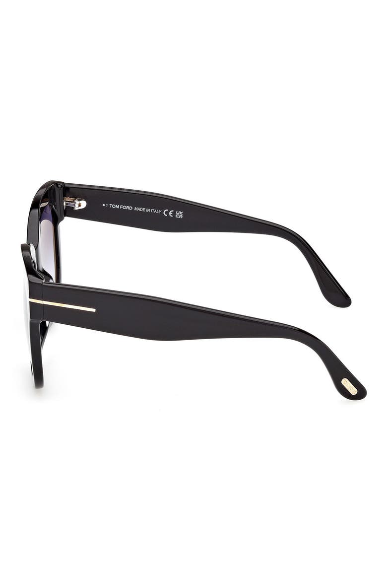Beatrix 52mm Gradient Geometric Sunglasses, Alternate, color, SHINY BLACK / GRADIENT BLUE