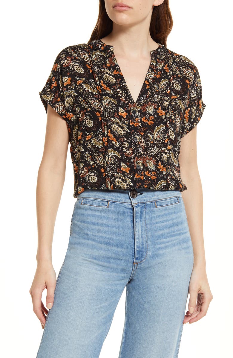 Treasure & Bond Allover Print Short Sleeve Top, Main, color, 