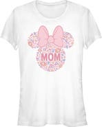 Minnie Mouse Junior's Minnie Mouse Bow Icon Mom Flower Pattern Graphic T-Shirt