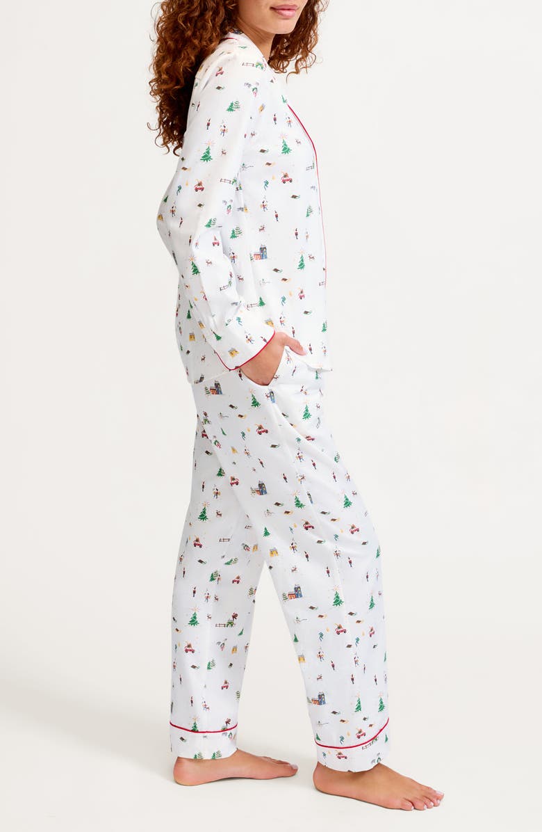 Petite Plume Holiday Print Cotton Twill Pajamas, Alternate, color,