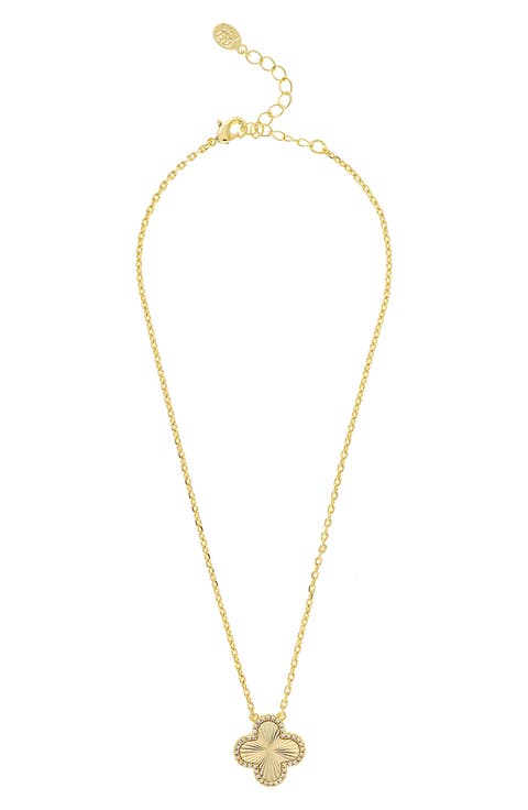 Cubic Zirconia Halo Clover Pendant Necklace