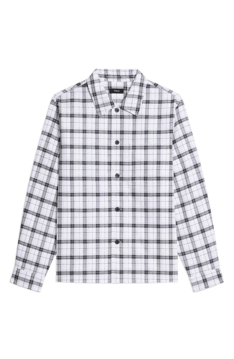 Theory Lightweight Ridge Check Button-Up Shirt, Alternate, color, Black Multi