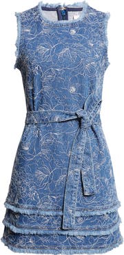 Cinq à Sept Mindie Floral Embroidery Denim Minidress