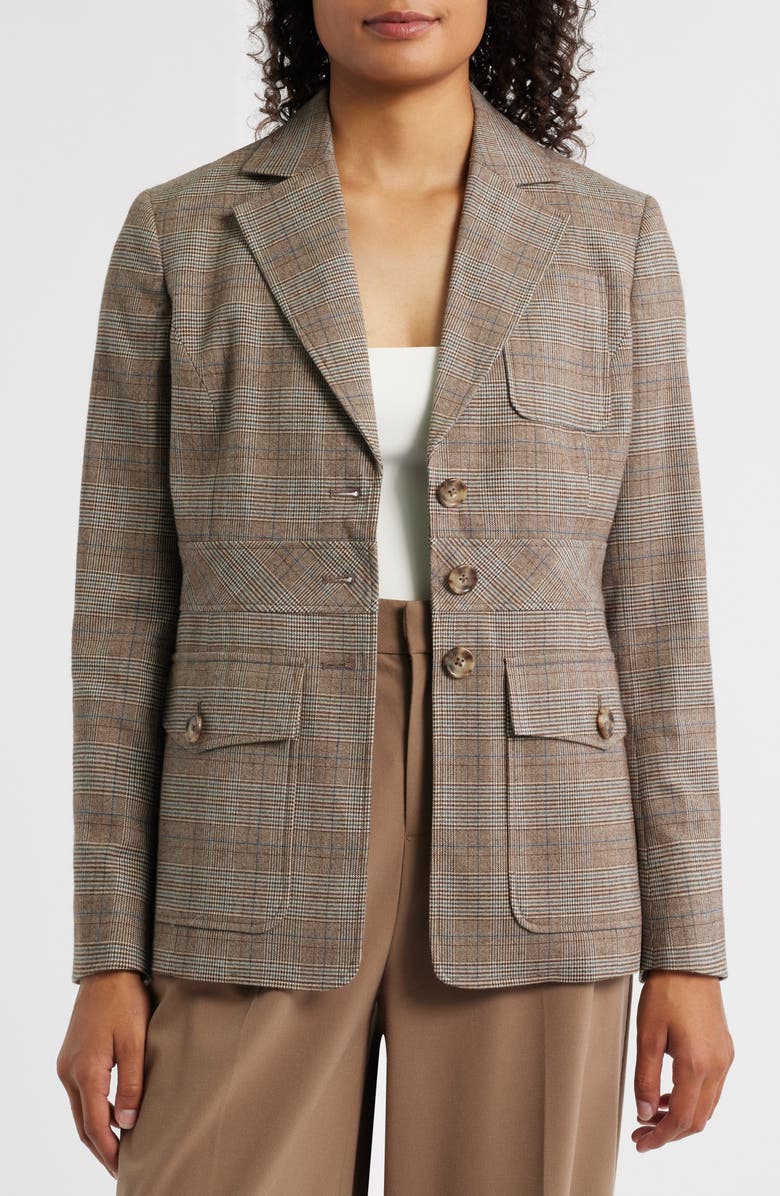 Anne Klein Plaid Jacket, Alternate, color, Soft Birch Multi