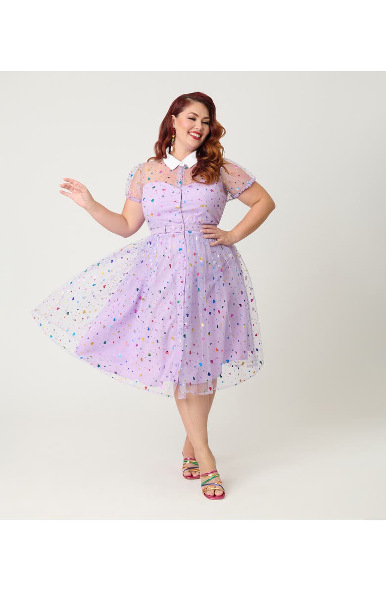 Unique Vintage Plus Size 1950s Short Sleeve Collared Hollie Swing Dress, Main, color,